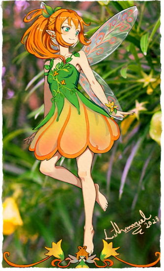 The yellow flower guardian fairy